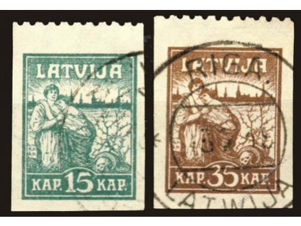 Latvija, 1919, 15 a 35S Riga, MiNr.26,27, razítko