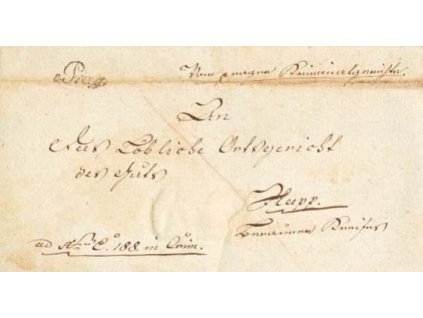 1820, v.Prag, skládaný dopis, stopy stáří