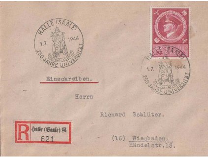 1944, Halle (Saale) 250 Jahre universitat, R-dopis, prošlé