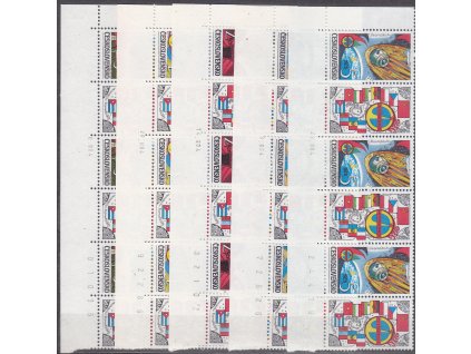 1984, 50h-5Kčs Interkosmos, rohové 6pásky s datem tisku, Nr.2638-42, **