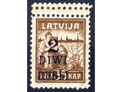 Latvija, 1920, 2R/35Kap hnědá, dvojitá perforace