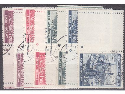 1939, 1.20-2.50K Krajinky, kupony, hvězdička, L+P, razítkované, ilustrační foto