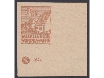 Mecklenburg-Vorpommern, 1946, 3 Pf Domky, DZ, **