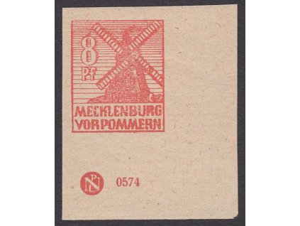 Mecklenburg-Vorpommern, 1946, 8 Pf Mlýny, DZ, **