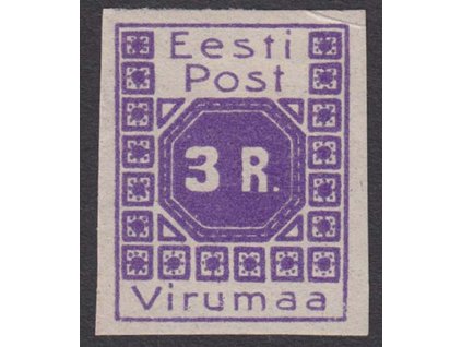 Eesti, 1920, Virumaa, 3 R fialová, * po nálepce, dv