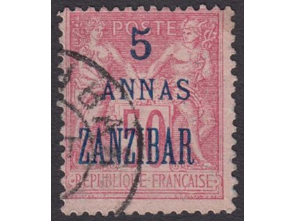 Zanzibar, 1897, 5A/50C Alegorie, MiNr.34II, razítko, dv