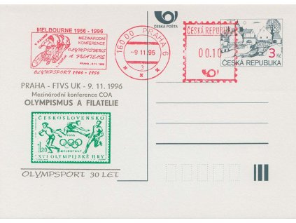 1996, Olympismus a filatelie, franktotyp 10h PR razítko