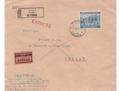 1942, DR Praha, R-Ex dopis vyfr. zn. 10 K Praha, hledané