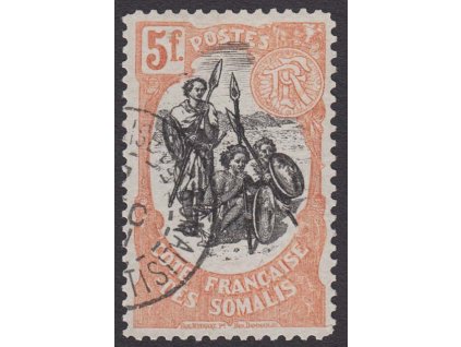 Somaliküste, 1902, 5 Fr Výjev, MiNr.51, razítkované