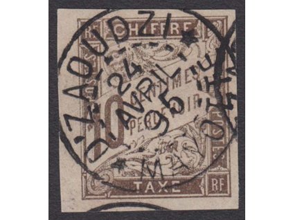 Mayotte, 1895, razítko na doplatní známce, vlom