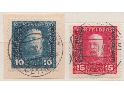 Montenegro, 1917, 10-15 H Franc Josef, Nr.1-2A, razítko