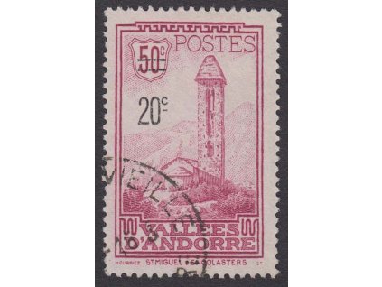 Francouzská, 1935, 20C/50C růžová, MiNr.48, razítko
