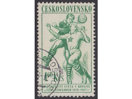 1958, 1.60 Kčs Sport, VV - skvrna v rohu, Nr.979, razítko