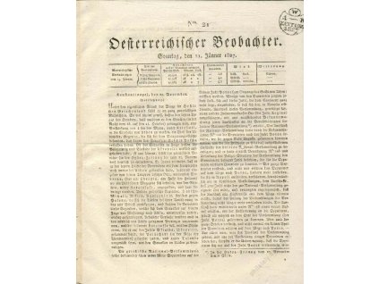 1827, Zeitung 1K 1827, list novin No.21, A4,