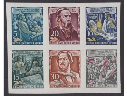 1955, 5-70 Pf série Engels, výstřižek z aršíku, **