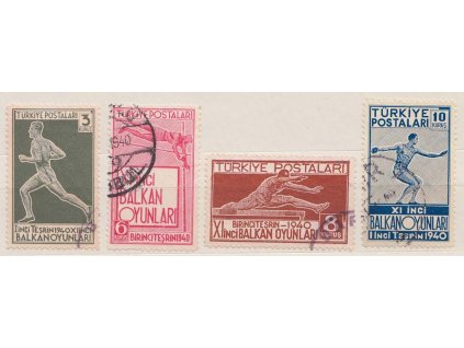1940, 3-10 K Balkánská olympiáda, Nr.1090-93, razítko