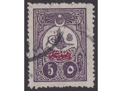 1909, 5 Pia s přetiskem, MiNr.174I, razítkované