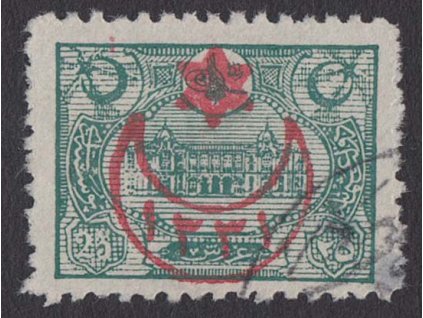 1915, 25 Pia s přetiskem, MiNr.325, razítkované