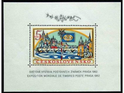 1962, 5Kčs zoubk. aršík PRAGA 62, Nr.1268A, **