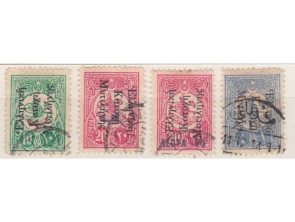 Mytilene, 1912, známky s přetisky, Nr.4,10,11,15, razítko