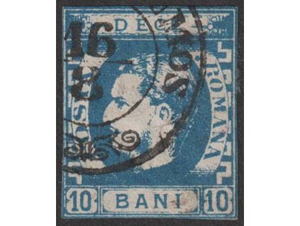 1869, 10 B Karel, MiNr.22, razítkované, drobný vlom