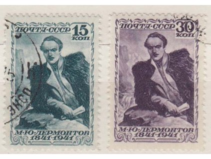 1941, 15-30 K série Lermontov, MiNr.819-20, razítko