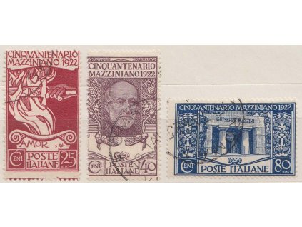 1922, 25-80 C série Mazzini, MiNr.157-59, razítkované