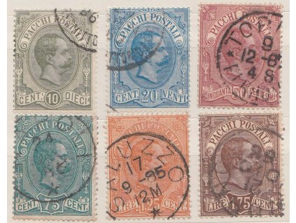 1884, 10C-1.75L Paketmarken, MiNr.1-6, razítko, lomy