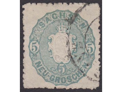 Saschen, 1863, 5 Ngr Znak, MiNr.19, razítkované, dv