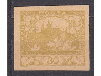 30h žlutá, nezoubkovaný ZT na nahnědlém papíru, Nr.12, bez lepu, ilustrační foto