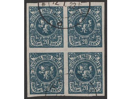 Lietuva, 1920, 20 Sk Znak, 4blok, MiNr.62B, razítkované