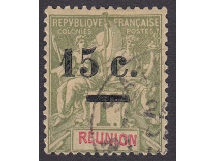 Reunion, 1901, 15c/1Fr Alegorie, MiNr.55, razítkované