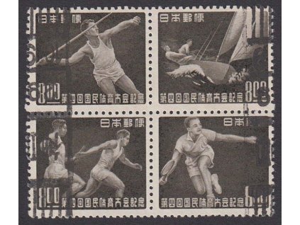 Japonsko, 1949, 8 Y Sport, 4blok, MiNr.471-74, razítko