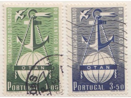 1952, 1-3.50 E série OTAN, MiNr.778-79, razítkované