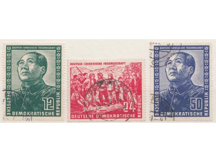 1951, 12-50 Pf série Mao Zedong, MiNr.286-88, razítko