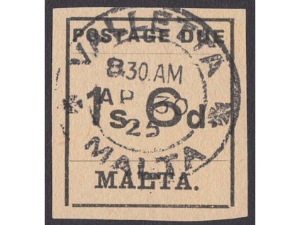 Malta, 1925, 1.6Sh´P doplatní, MiNr.10, razítkované