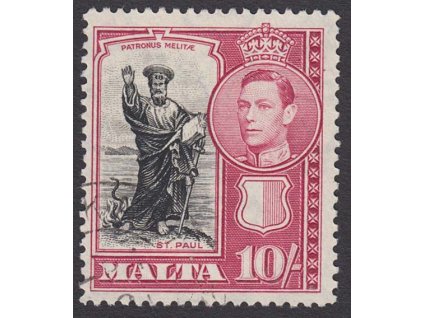 Malta, 1938, 10 Sh Jiří VI., MiNr.190, razítkované