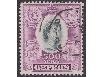 Kypr, 1955, 500 M Elisabeth, MiNr.177, razítkované, dv