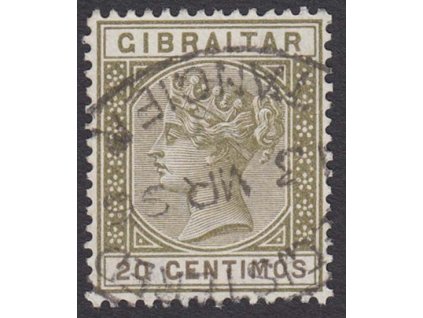 Gibraltar, 1895, 20 C Viktoria, MiNr.30, razítkované