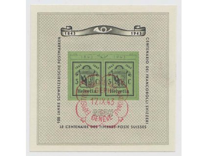 1943, 5 C aršík GEPH, červené razítko FDC, MiNr.Bl.10