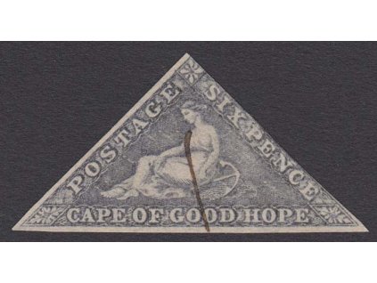 Cap of Good Hope, 1853, 6 P trojúhelník, Nr.3, škrt