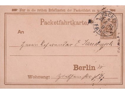 Berlin, 1891, dopisnice 2Pf zaslaná v místě, stopy provozu, hledané