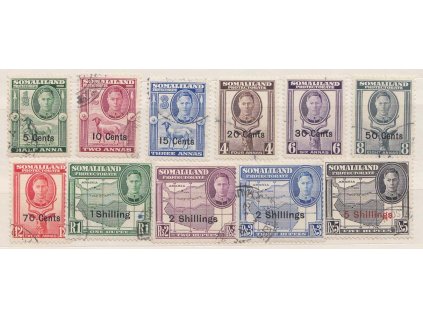 Somaliland, 1951, 5C/1/2A-5Sh/5R série Jiří VI., razítko