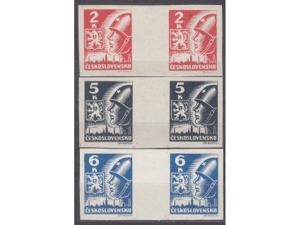 1945, 2,5 a 6K Košické, 2známková vodorovná meziarší, Nr.354-6Mv, **, luxusní