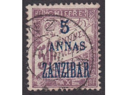 Zanzibar, 1897, 5A/50C doplatní, MiNr.5, razítko, dv