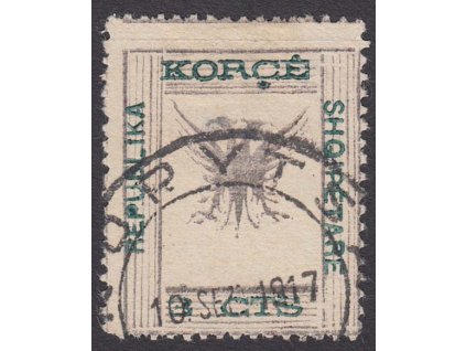 1917, Korca, 10 CTS Orel, MiNr.7, razítko, malé zeslabení