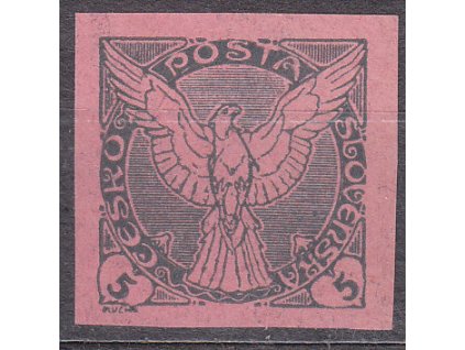 1918, 5h zelená, ZT na růžovém papíru, Nr.NV2, bez lepu, ilustrační foto