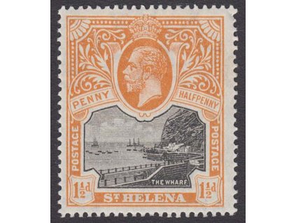 St. Helena, 1912, 1 1/2 P Jiří V., MiNr.42, * po nálepce