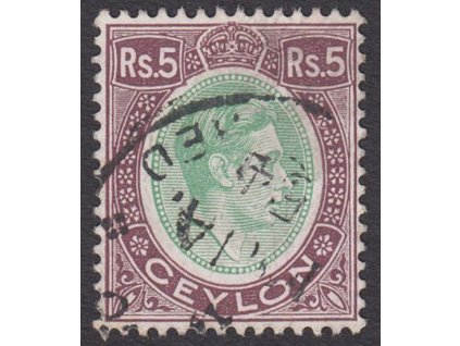 Ceylon, 1938, 5 R Jiří VI., MiNr.242, razítkované