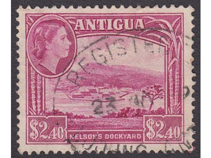 Antigua, 1953, 2.40 Dolaru Elisabeth, MiNr.114, razítkované